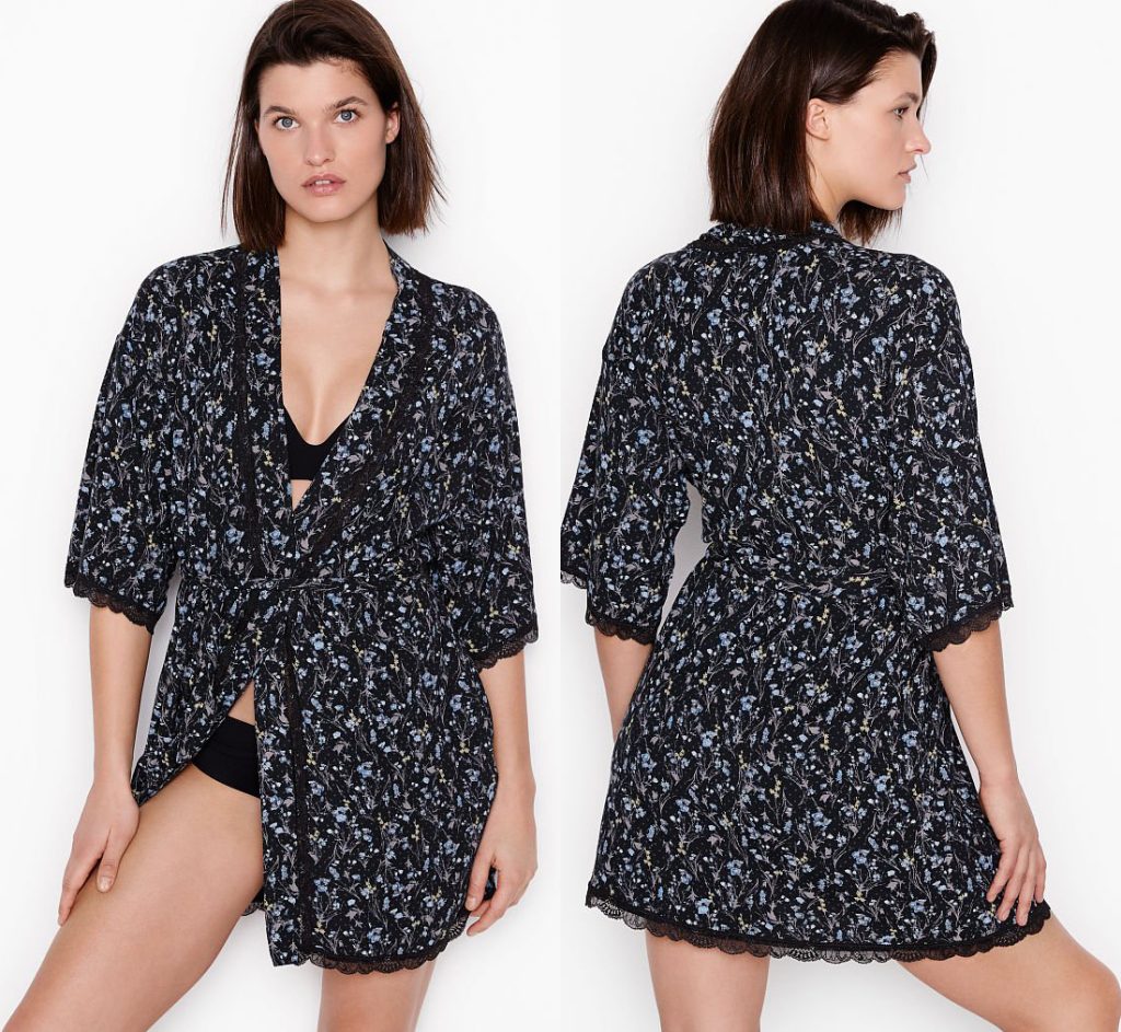 VICTORIA'S SECRET Lindo Robe Kimono em Modal e Renda | Tamanho M/G | Original