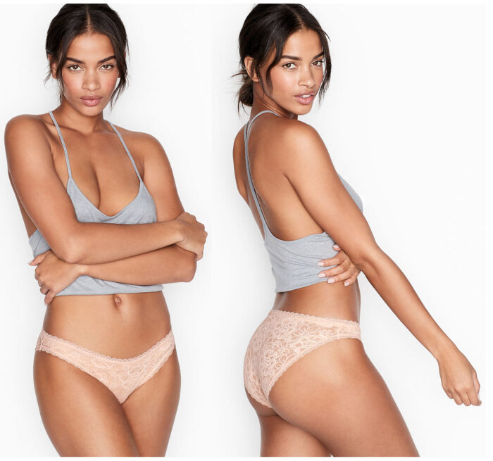 VICTORIA'S SECRET Calcinha Biquíni Salmão Em Renda - Tam. GG