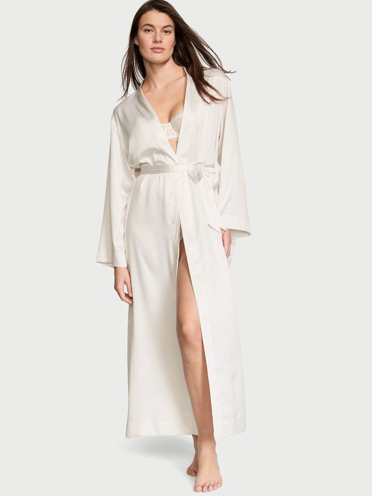Robe Longo de Cetim Victoria's Secret – Coleção Noiva (Coconut White)
