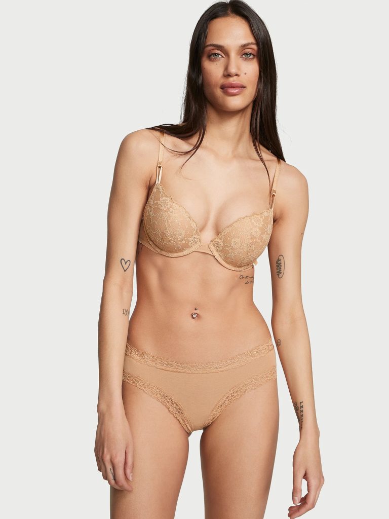 VICTORIA'S SECRET Calcinha Lace-Waist Cotton Cheeky Panty
