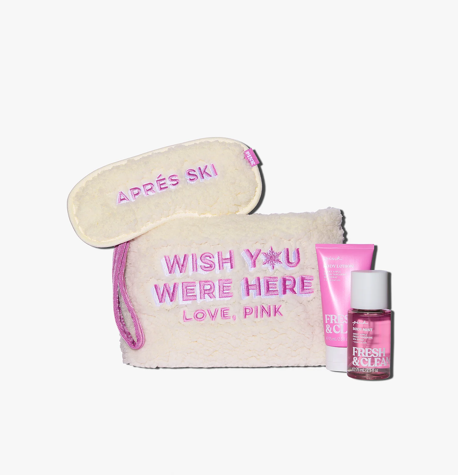 VICTORIA'S SECRET PINK Fresh & Clean | Kit Presente Body Lotion e Body Mist Com Necessaire e Mascara