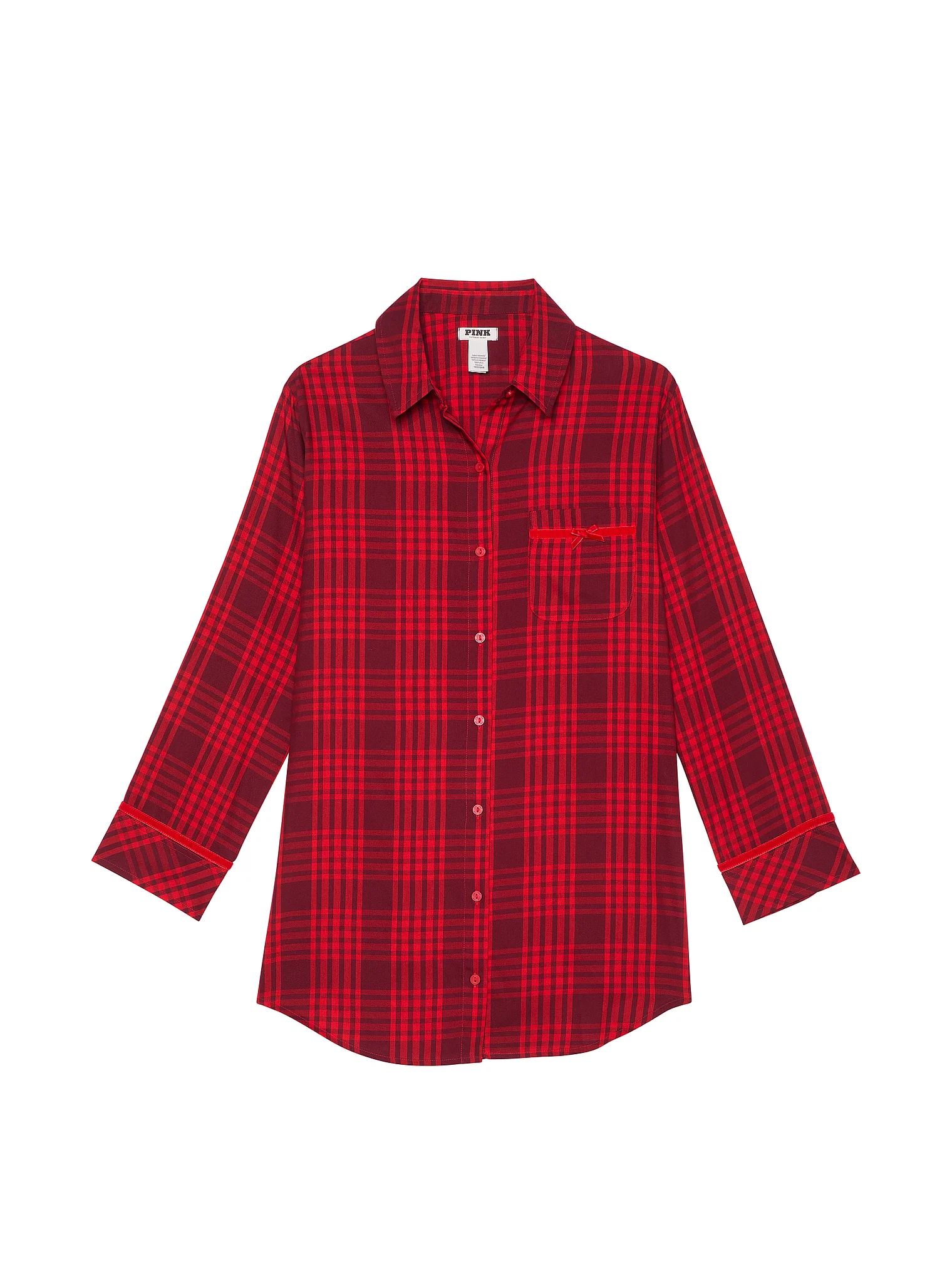 VICTORIA'S SECRET PINLK Festive Flannel Velvet-Trim Sleepshirt - Camisola - Tam. XL - Imagem 3