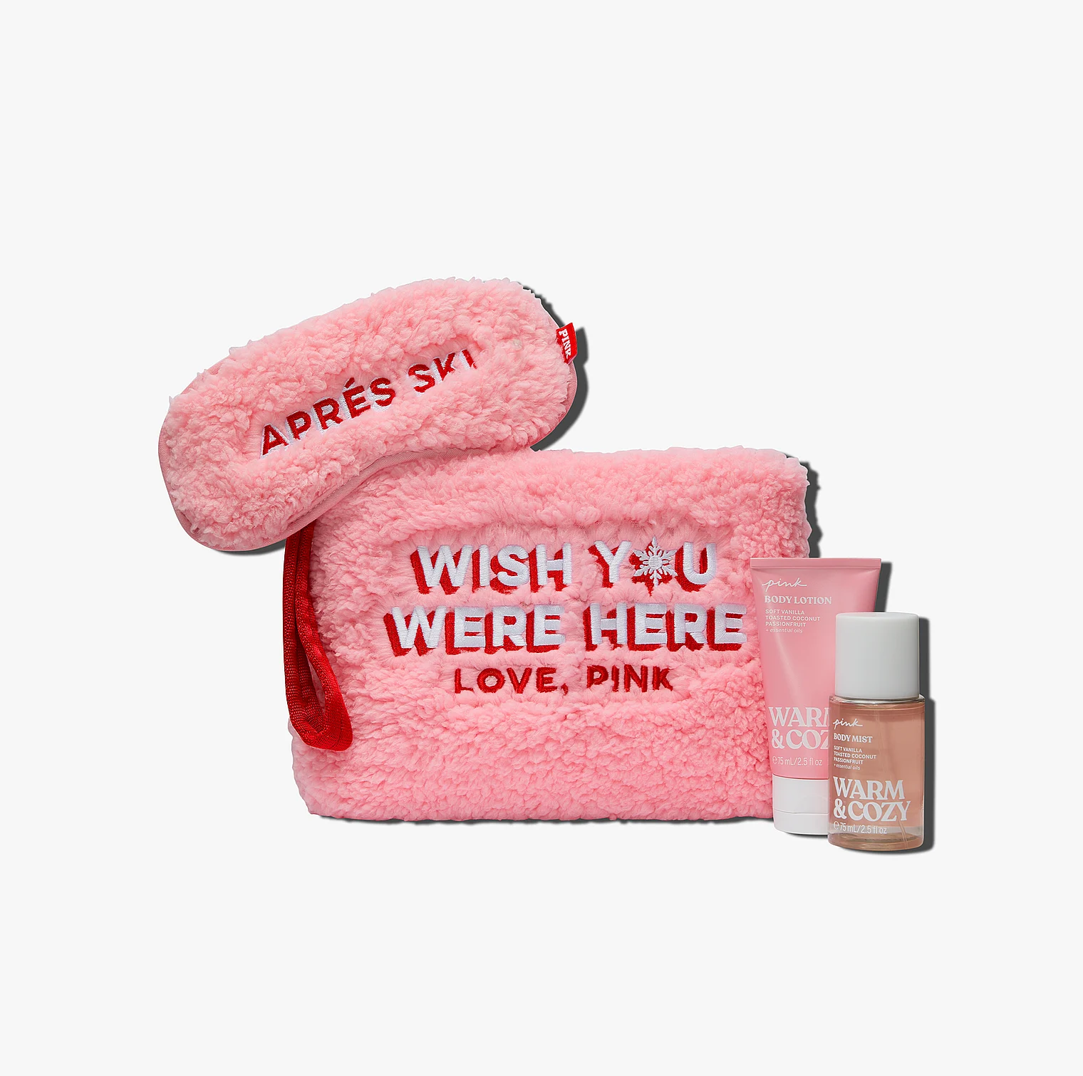 VICTORIA'S SECRET PINK Warm & Cozy | Kit Presente Body Lotion e Body Mist Com Necessaire e Mascara