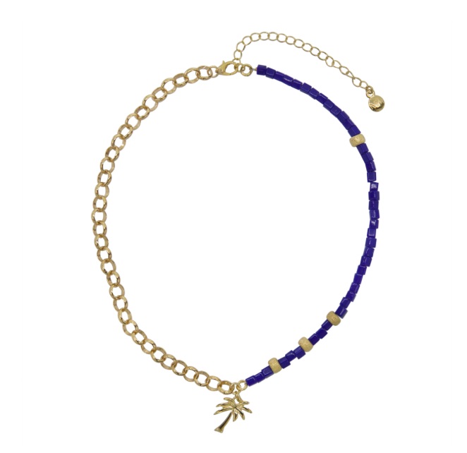 Colar Choker Mayamar Collection | Dourado 24K e Azul Royal | Peça Artesanal Luxo | Original