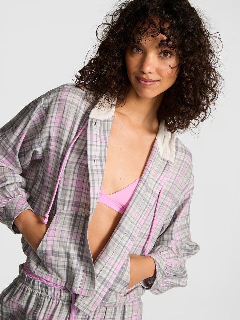 VICTORIA'S SECRET PINK Camisa de Flanela com Capuz