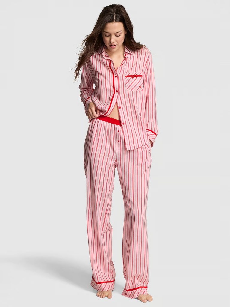 Victoria's Secret Pink Conjunto de Pijama Longo Flanela Algodão - Tamanho XL/GG