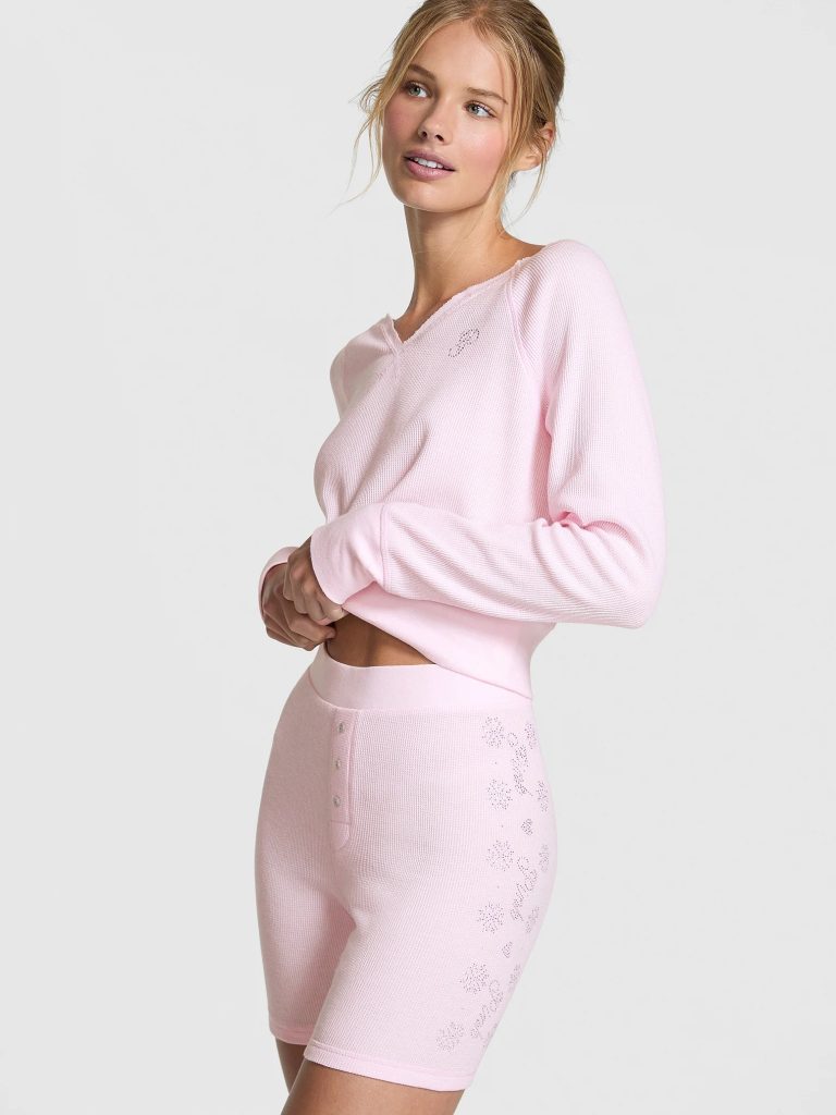 Pijama Victoria's Secret PINK Thermal Short Set Rosa
