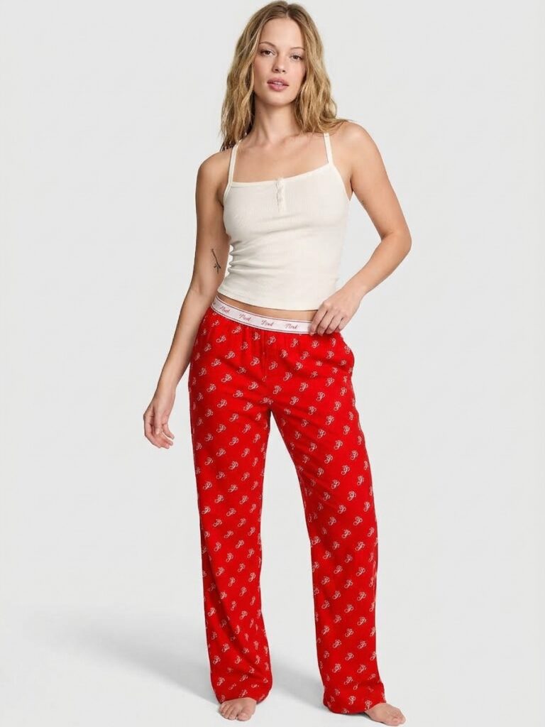 Conjunto Pijama Victoria's Secret PINK - Regata Algodão e Calça Flanela